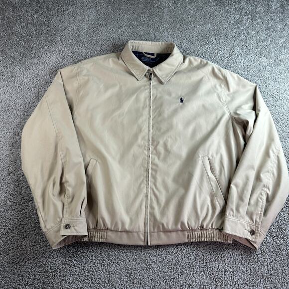 VTG Polo Ralph Lauren Bomber Jacket Mens XL Harrington Plaid Lined Dads Coat 90s - Picture 1 of 11